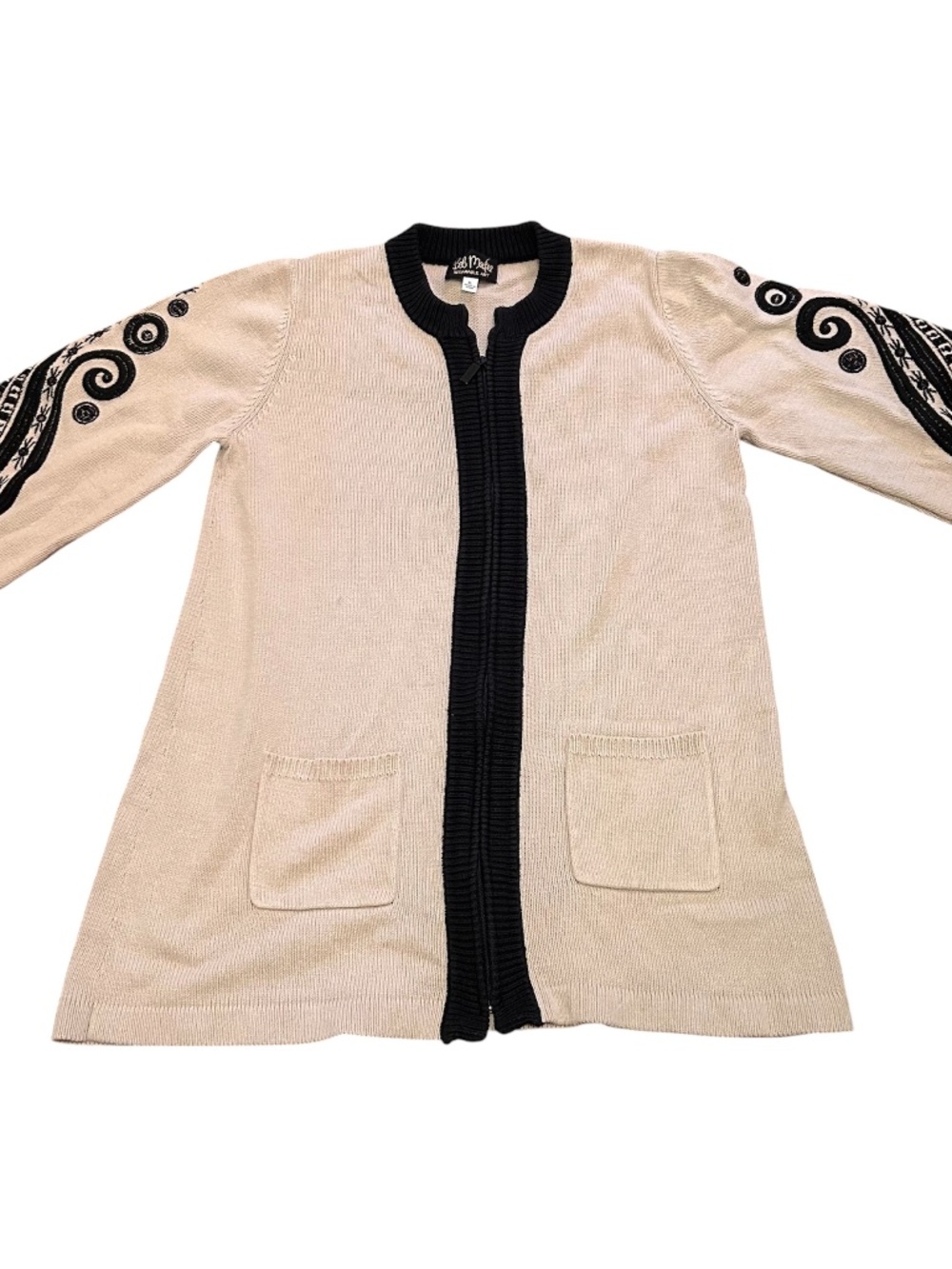 Women's Bob Mackie Wearable Art Knit Zip-Up Kimono-Style Cardigan Size XL